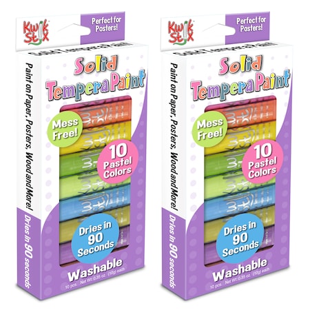 Kwik Stix Solid Tempera Paint, Pastel Tones, 10 Per Set, PK2 680